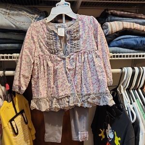 Floral Baby Outfit with Striped Details